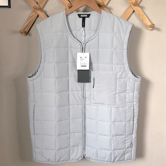 Rains Silver Gray Quilted Liner Vest XL Waterproof Rainproof Jacket Puffer Pad - Picture 16 of 16